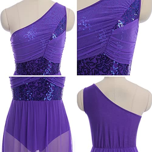 Lyrical Dance Costume for Women: Sequin Mesh Tulle Leotard