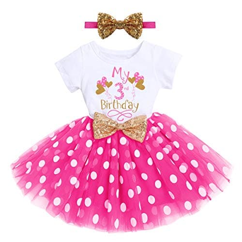 ODASDO Baby Girl 1st/2nd/3rd Birthday Princess Tulle Dress with Headband
