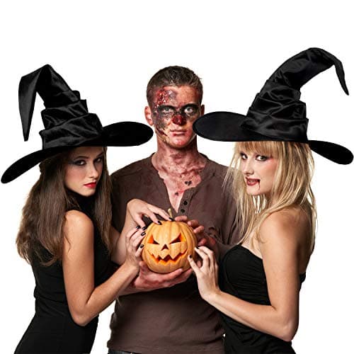 Women's Black Witch Hat Set for Halloween Cosplay Party