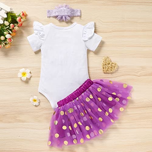 Onederland GRNSHTS Baby Girl First Birthday Romper & Tutu Skirt Outfit