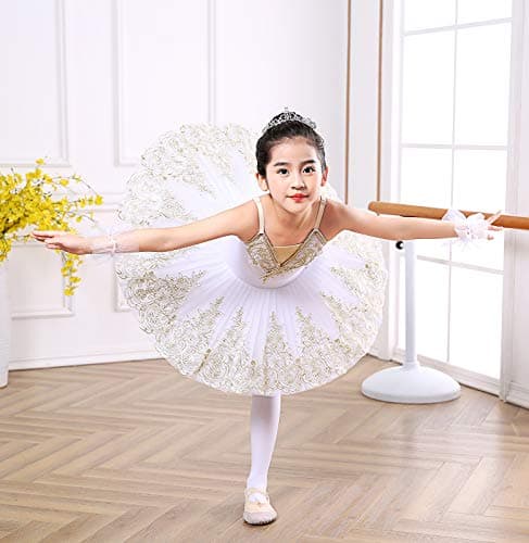 ORIDOOR Girl's Lace Sequin Tutu Skirted Leotard Ballet Costume