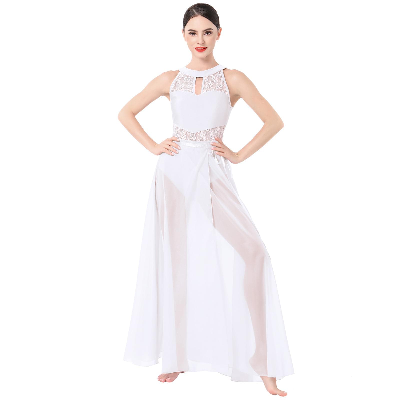 ODASDO Women's Lyrical Dance LEOTARD & Flowy Skirt 2pcs Outfit