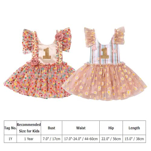 AWIBMK Apricot Polka Dot Daisy Tutu Dress for 1-Year-Old Princess Parties