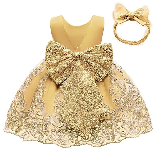 CMMCHAAH 0-6 Yr Girls Formal Lace Embroidery Pageant Dress with Headwear