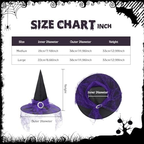 Womens Halloween Witch Hat with Veil for Cosplay Party
