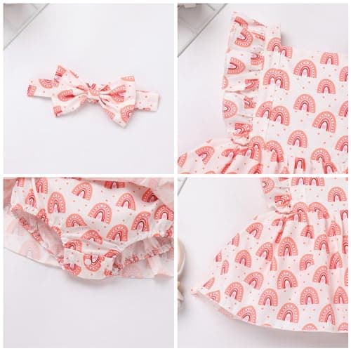 Newborn Infant Baby Girl Romper Dress with Headband Set