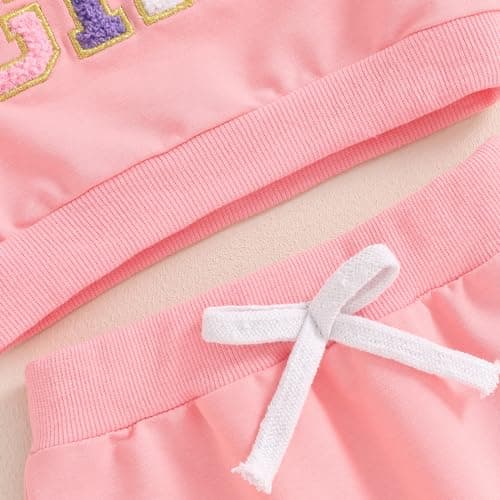 SAYOO Baby Birthday Girl Sweatshirt & Pants Embroidery Print Fall Outfit
