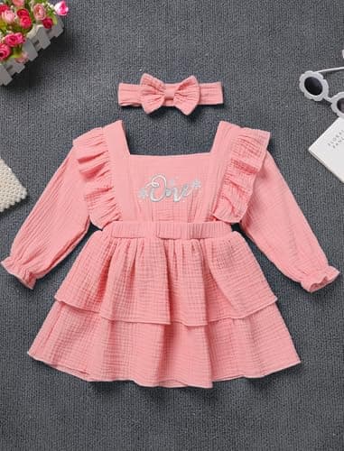 ODASDO Baby Girls Fall Winter Cotton Long Sleeve Tutu Dress for 1st Birthday Photo Shooting