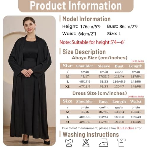Lightweight Satin Abaya Dress 2PCS for Women Islamic Prayer Modest KAFTAN