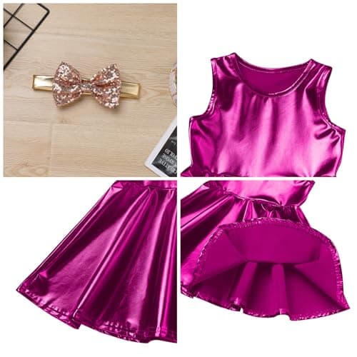 Sakter Metallic Toddler Girls Birthday Party Dress with Headband & Armbands
