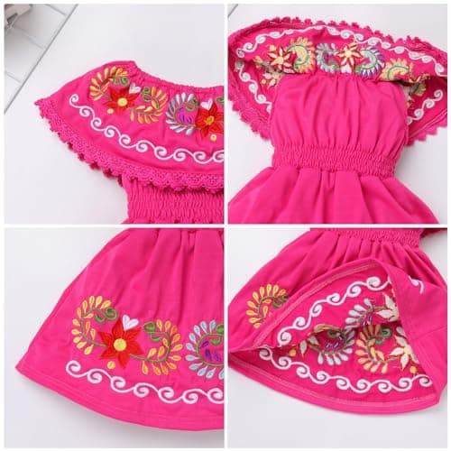 ABAFIP Mexican Toddler Girls Floral Embroidery Fiesta Dress