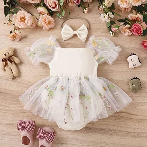 Baby Girls Birthday Party Princess Romper Sundress with Headband