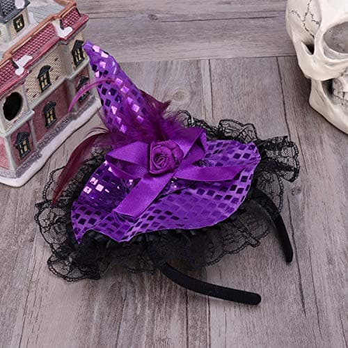 BinaryABC Halloween Witch Hat Headband Costumes Party Supplies (Purple)