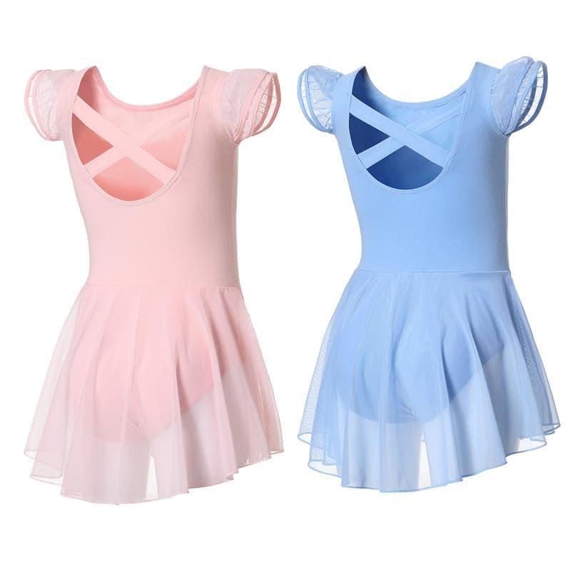DIPUG Girls' Ballet Leotard with Skirt and Flutter Sleeves