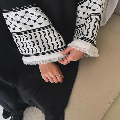 Odizli Women's Ramadan Abaya Embroidered Open Front Cardigan