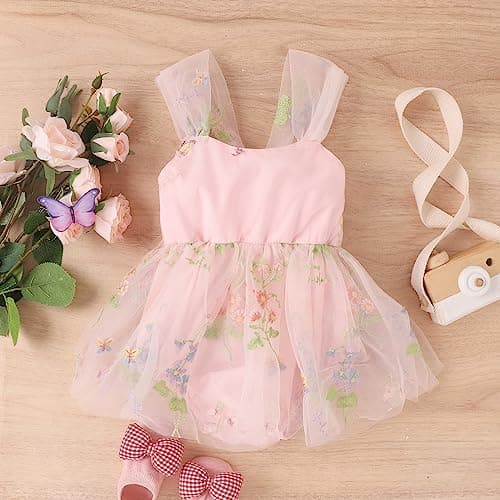 Infant Baby Girl Tulle Romper Outfit with Headband