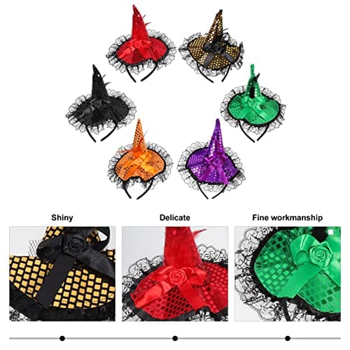 Halloween Witch Hat Headbands Set for Costume Parties
