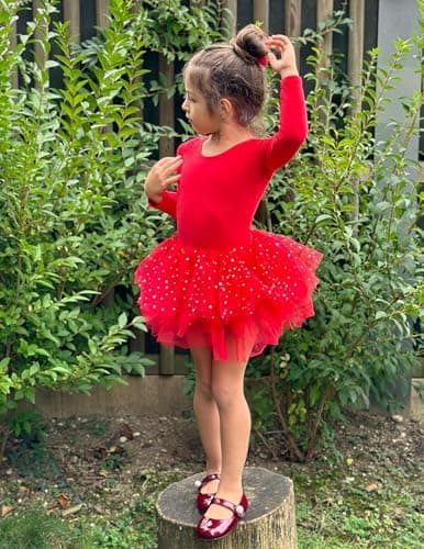 Zaclotre Girls 4-Layer Tiered Long Sleeve Dance Tutu Dresses
