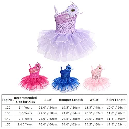 Girls' Ballet Leotard with Tutu Dress and Flower Brooch - Ages 3-10