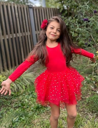 Zaclotre Girls 4-Layer Tiered Long Sleeve Dance Tutu Dresses
