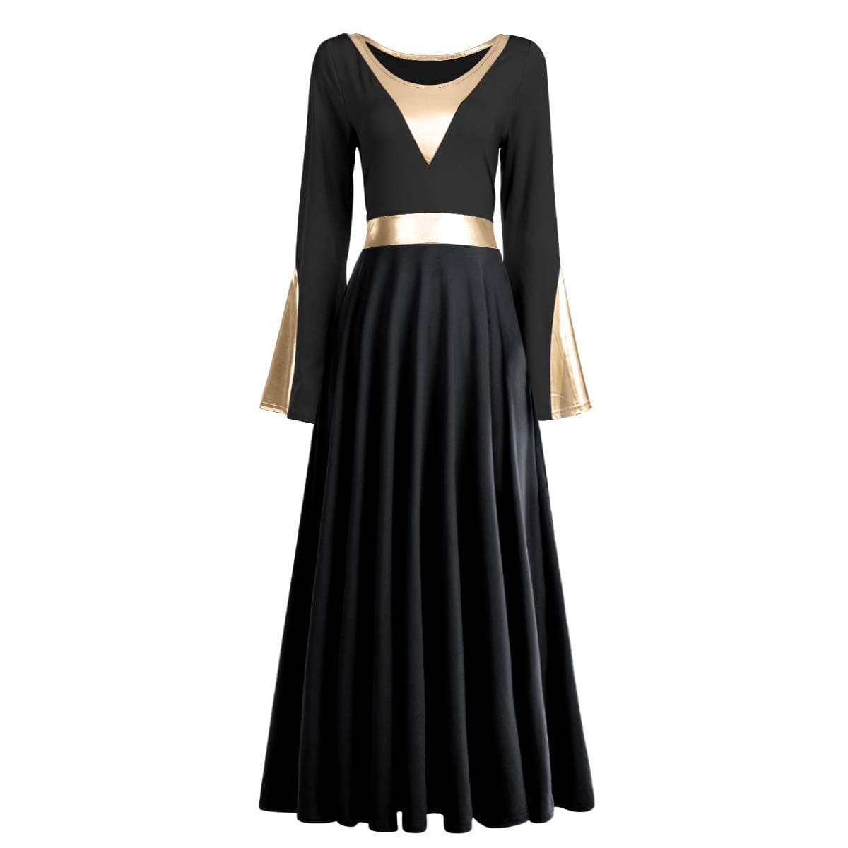 IMEKIS Women Metallic Color Block Liturgical Dance Dress