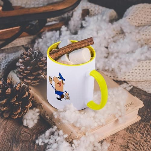 Funny Cartoon Cop Eating Donuts Mug