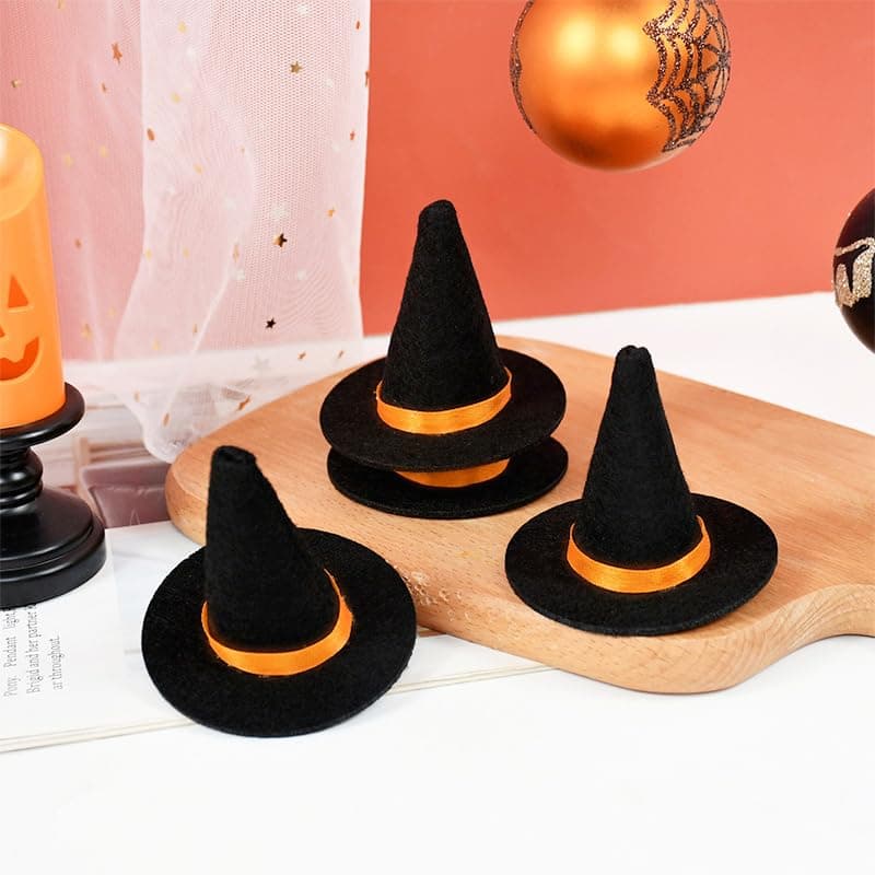 Oarkive 6pcs Mini Felt Witch Hats for Crafts and Decor