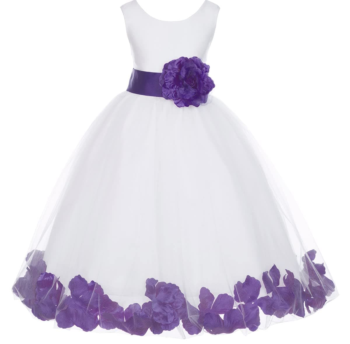 ekidsbridal White Floral Rose Petals Flower Girl Dress