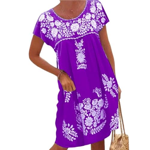 Melliflo Loose Floral Embroidered Dress for Women