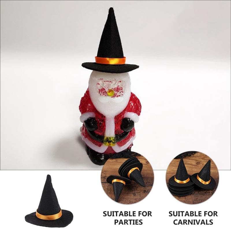 Oarkive 6pcs Mini Felt Witch Hats for Crafts and Decor