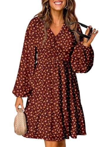 2024 Boho Floral V Neck Mini Dress for Women