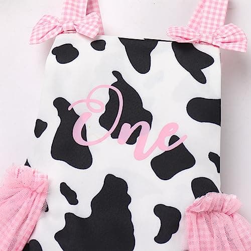 Baby Girls Cow Print Tulle Tutu Romper Dresses with Headband