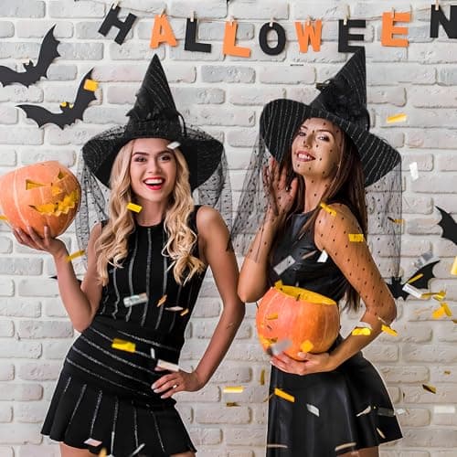 Black Witch Hat for Adult Women Halloween Costume Party Accessories