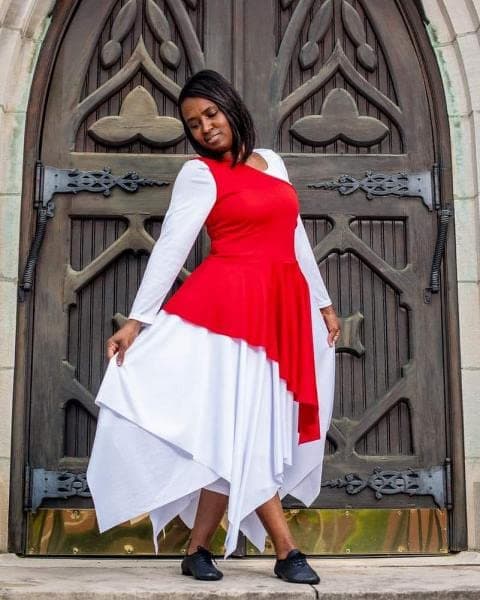 Danzcue Asymmetrical Praise Dance Tunic in White