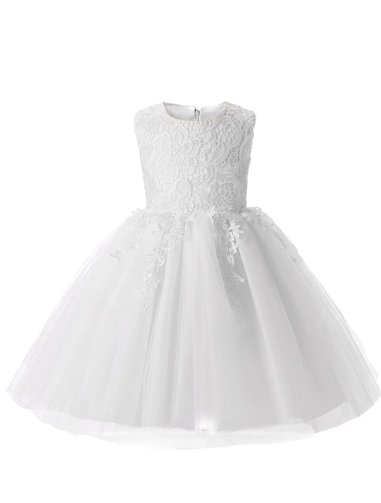 Mallimoda Girl's Lace Tulle Flower Wedding Dress