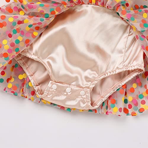 AWIBMK Apricot Polka Dot Daisy Tutu Dress for 1-Year-Old Princess Parties
