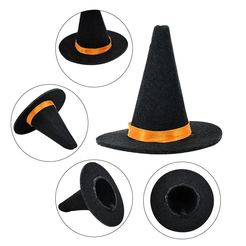 Oarkive 6pcs Mini Felt Witch Hats for Crafts and Decor