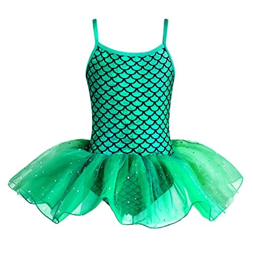 XiaoMoSha Girls' Sparkle Mermaid Tutu Dance Leotard Party Outfit