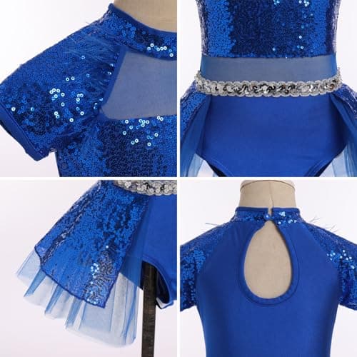 Girls Shiny Sequins Ballet Dance Leotard Tutu Dress