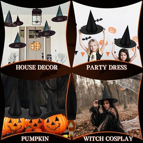 Black Halloween Witch Hat Set for Party Decorations