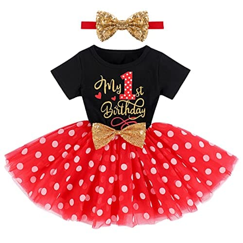ODASDO Baby Girl 1st/2nd/3rd Birthday Princess Tulle Dress with Headband