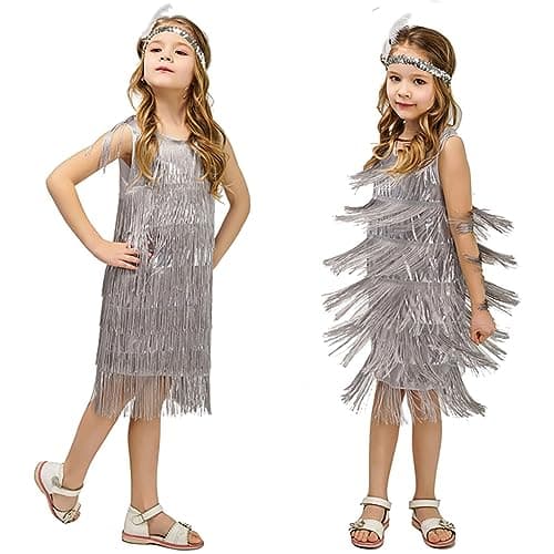ODASDO 1920s Flapper Salsa Latin Dance Costume with Feather Headband