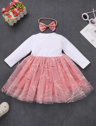 ODASDO Baby Girls First Birthday Cotton Tutu Dress with Bowknot Headband Set
