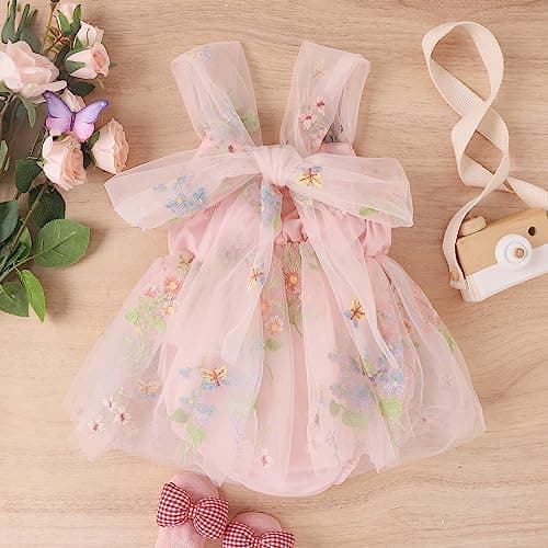 Infant Baby Girl Tulle Romper Outfit with Headband