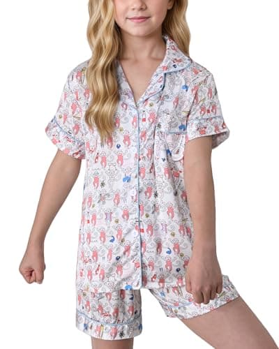 HINFEL Kids' Summer Monkey Shorts Set Cute Y2K Lounge Wear