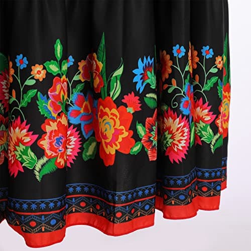 IWEMEK Mexican Off-Shoulder Floral Maxi Dress for Summer Beach Parties+ Belt