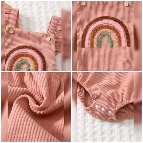 ODASDO Rainbow Boho Baby Girls First Birthday Outfit Romper & Headband Newborn Props