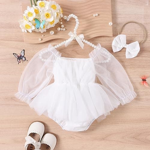 New Born Baby Girl Flower Embroidered Tutu Dress