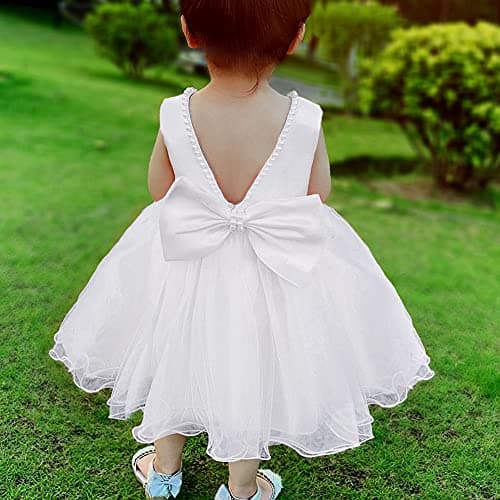 Baby Girls Ruffle Lace Backless Dress with Headwear