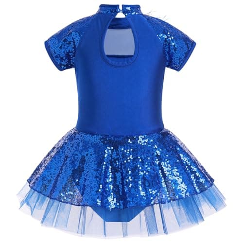 Girls Shiny Sequins Ballet Dance Leotard Tutu Dress
